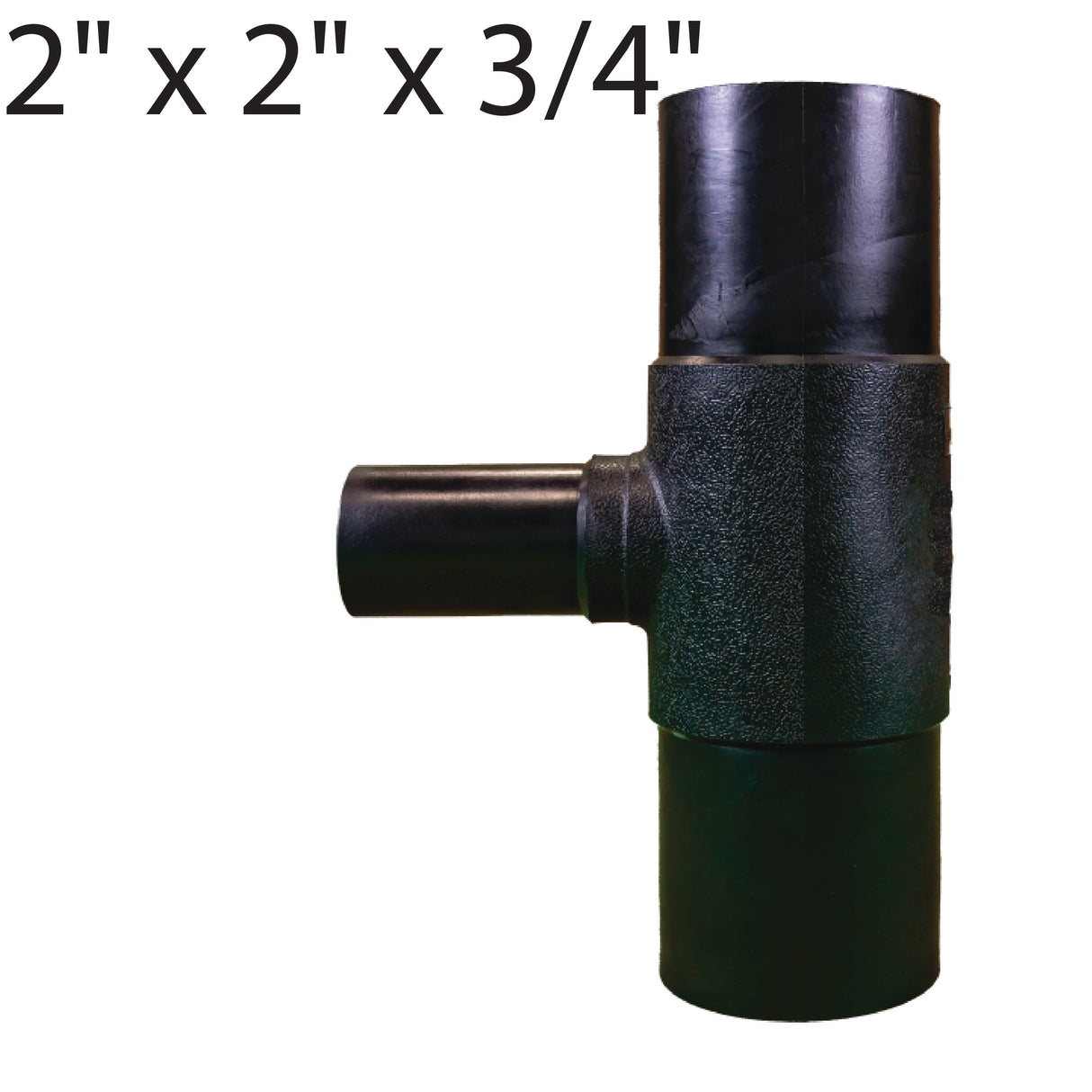 2" x 2" x 3/4" Molded Butt Reducing Tee-Black, SDR 11.0