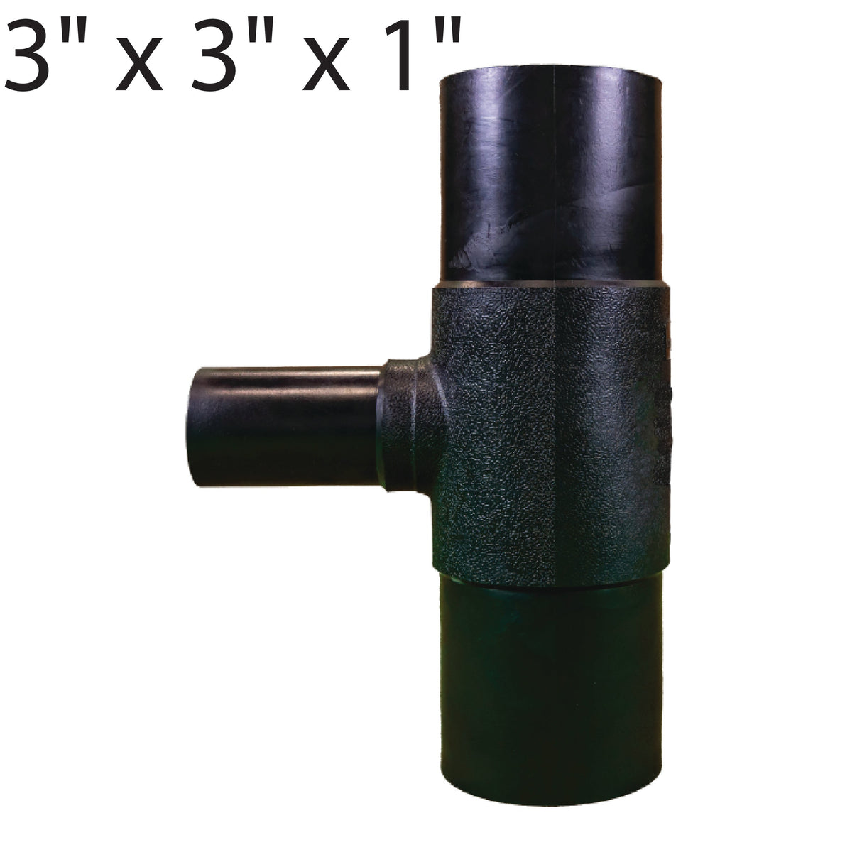 3" x 3" x 1" Molded Reducing Tee-Black, SDR 11.0