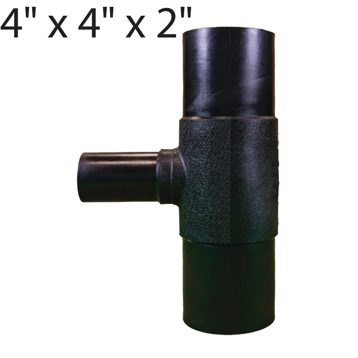 4" x 4" x 2" Molded Reducing Tee-Black, SDR 11.0